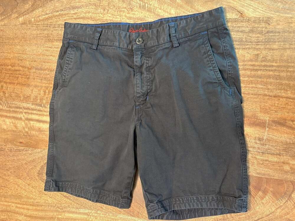 Robert Graham Shorts Mens 34 Black Classic Fit Chino 8 Inch Inseam Stretch